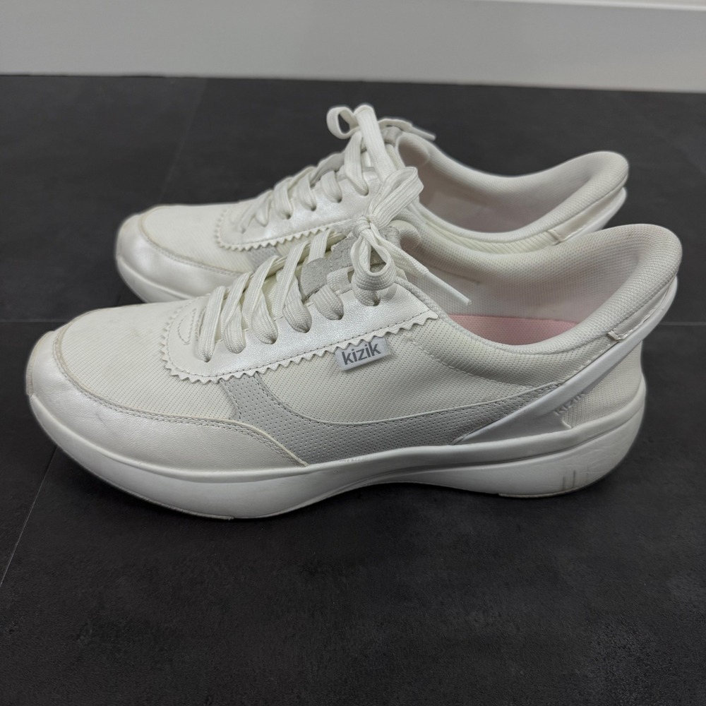 Kizik Lima Hands Free Slip On Sneakers White Pearl Mesh Womens Athletic Shoes - Picture 3 of 11